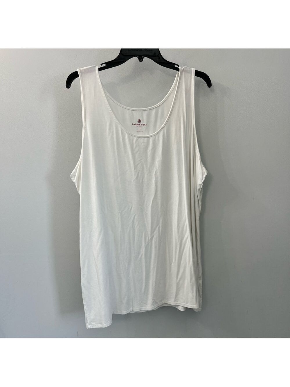 Laurie Felt Los Angeles White Scoop Neck Tank Rayon Bamboo Spandex 1X